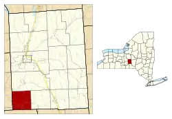 Location within Cortland County and New York