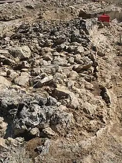 Cueva Des-Cubierta's breccia infilling and cave wall.