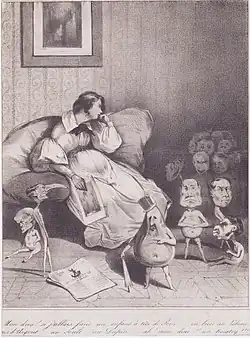 A trick of the imagination: My God! If my child were born with a pear head, or as Lobau, or as D'Argout, as Dupin ... For God's sake! A Kératry lithograph, 26,4 x 19,8 cm.