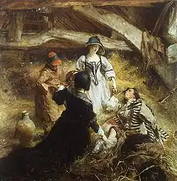 A wounded supporter of Monmouth taking refuge in a hay barn after the battle by Edgar Bundy