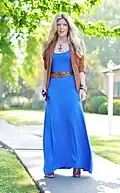 Maxi dresses (c. 1970) – Maxi is a term used since the late 1960s[80] for ankle-length, typically informal dresses.[79]