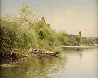 Fisher and son in boat, 1907