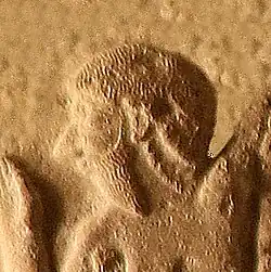 Enemy being trampled by Iddi(n)-Sin, probably a vanquished rebel called Aurnahuš in the accompanying inscription.[11] (detail)