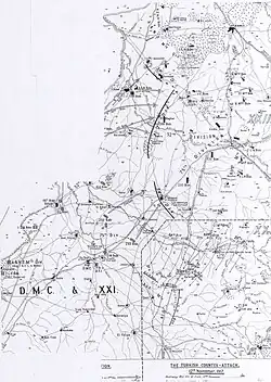 Detail of Falls Map 9 shows EEF attacks from 12 to 14 November and infantry attack on 13 November