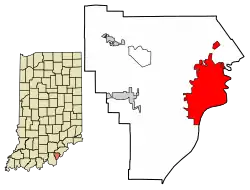 Location of New Albany in Floyd County, Indiana.