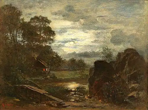 Pond Landscape in the Moonlight