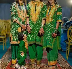 Sindhi girls wearing traditional Sindhi dress, worn by Soomra tribe.