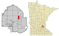Location of the city of New Hope within Hennepin County, Minnesota