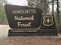 A sign for Homochitto National Forest.