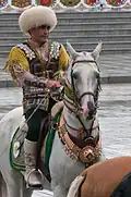 Major General Pygy Bayramdurdyevym, the former commander of the unit, on horseback in 2011.
