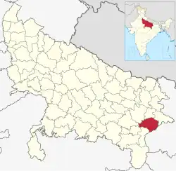 Location of Ghazipur (Gadhipur) district in Uttar Pradesh