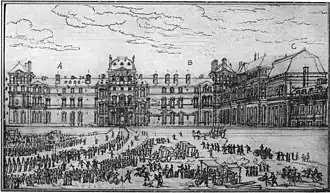 The Louvre's western façade facing the Tuileries, after Le Vau's 1660s reconstruction of the Petite Galerie, by Israël Silvestre
