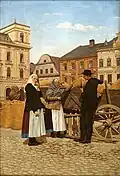 Józef Raszka, Peasants on the Main Square in Cieszyn, early 20th century