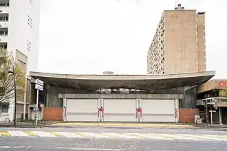 Jacques Vion fire station, principal façade (grande halle)