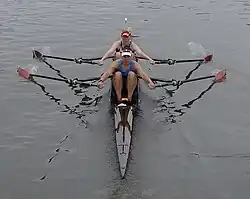 Jess Eddie (stroke) and Katie Greves (bow) at Oxford University Boat Club in June 2021.