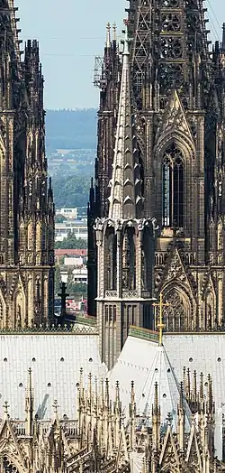 The crossing tower, which was completed in 1973 following war damage