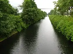 River canal, vegetation on both sides