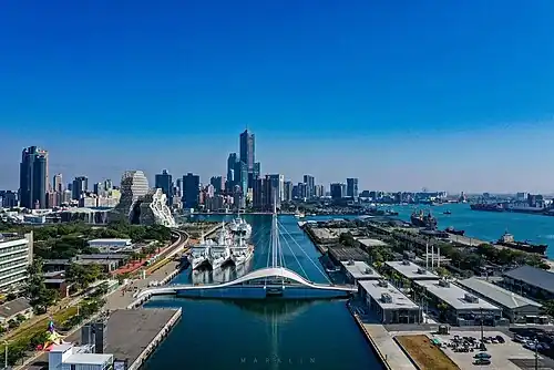 Kaohsiung skyline with the Great Harbor Bridge