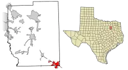 Location of Mabank in Kaufman County, Texas