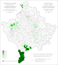 Share of Muslims on Kosovo and Metohija by settlements 1991