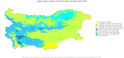 Köppen climate types of Bulgaria