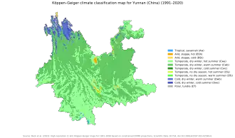 Köppen–Geiger climate classification map for Yunnan