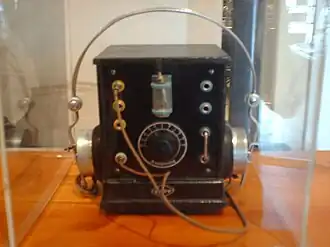 Swedish "box" crystal radio with earphones,  1925
