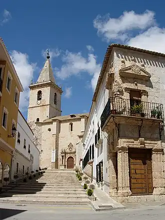 Outside stairs to a 15th century church in La Roda.