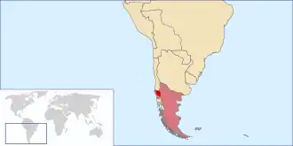 Location of the claimed territory of the Kingdom of Araucanía and Patagonia, in Chile and Argentina