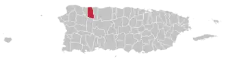 Map of Puerto Rico highlighting Camuy Municipality