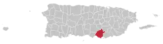 Map of Puerto Rico highlighting Salinas Municipality