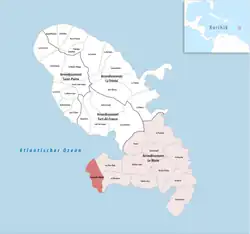Location of the commune (in red) within Martinique
