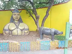 Maitri Bagh entrance statues