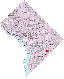 Map of Washington, D.C., with the Good Hope neighborhood highlighted in red