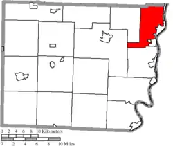 Location of Pease Township in Belmont County