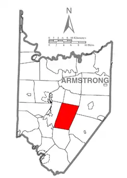 Map of Armstrong County, Pennsylvania, highlighting Kittanning Township