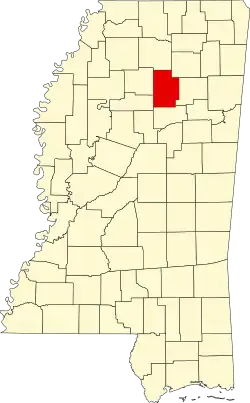 Map of Mississippi highlighting Calhoun County