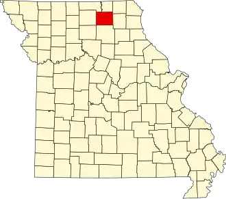 A state map highlighting Adair County in the northern part of the state.