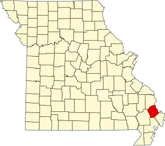 A state map highlighting Scott County in the southeastern part of the state.