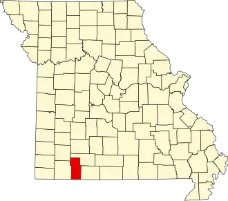 A state map highlighting Stone County in the southwestern part of the state.