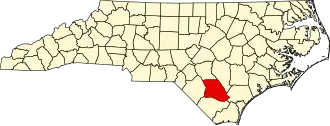 Map of North Carolina highlighting Bladen County