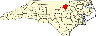 Map of North Carolina highlighting Franklin County