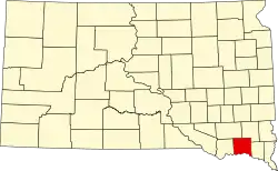 Map of South Dakota highlighting Yankton County