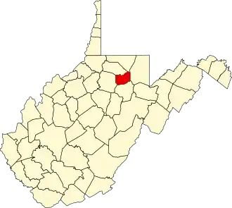 Map of West Virginia highlighting Taylor County