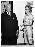 Maria Kuryluk with the Austrian President Adolf Schärf, Vienna, 1961, archive of Ewa Kuryluk, photographer unknown.