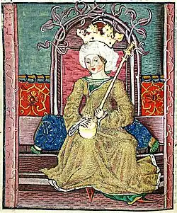 Chronica Hungarorum, Thuróczy chronicle, Queen Mary of Hungary, throne, crown, orb, scepter, medieval, Hungarian chronicle, book, illustration, history