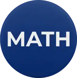 A blue button with the capital letters, "MATH".