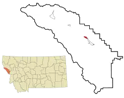 Location of Superior in Mineral County and the state of Montana