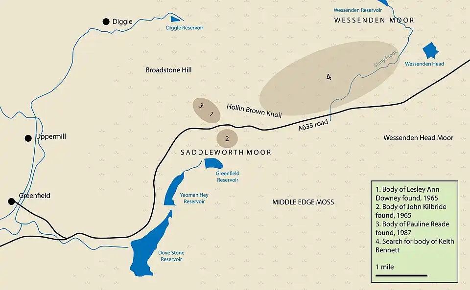 A map of the area in which the bodies of three of the children were found