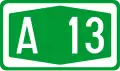 A13 motorway shield